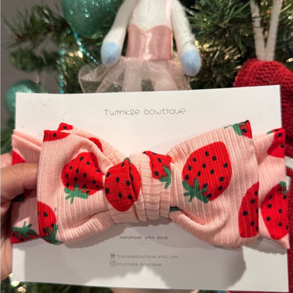 Pink Strawberry newborn & baby Headband